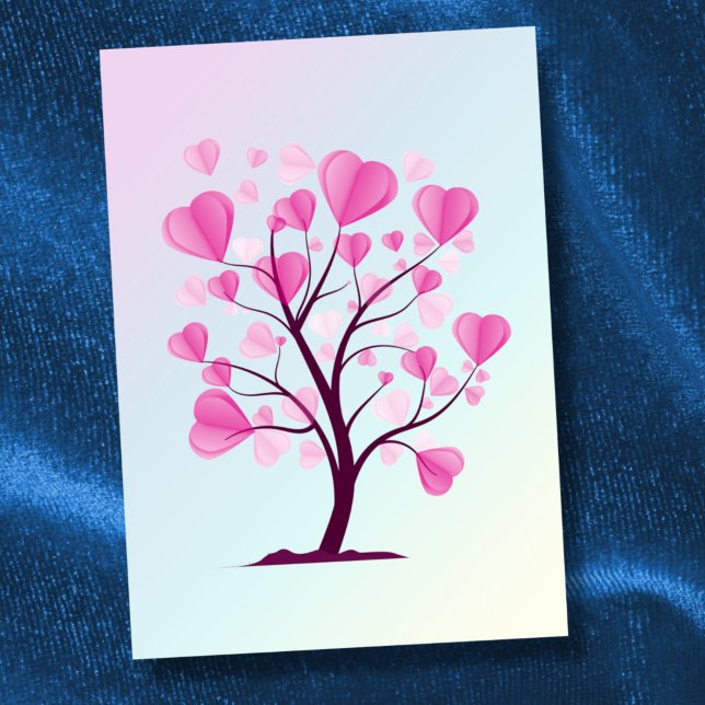 Carte Arbre de l'amour Arbre des cœurs Aquarelle pastel  (Créateur téléchargé)