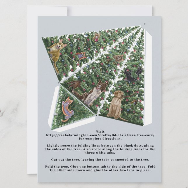 Carte Arbre de Noël 3D avec Chats et Chiens Pop Up (Devant)