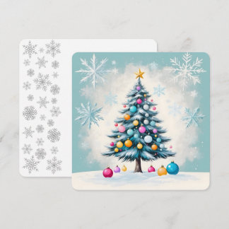 Carte Arbre de Noël à l'aquarelle Turquoise Haze Pop Art