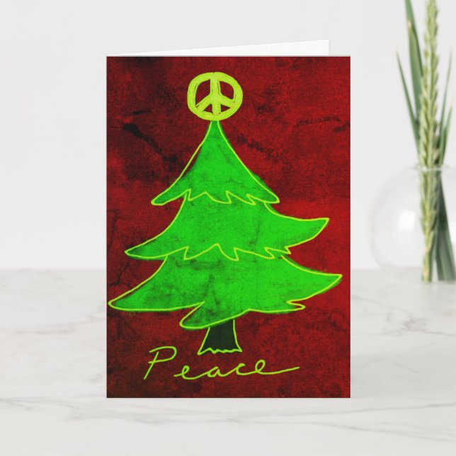 Carte Arbre de Noël abstrait Art de la paix (Devant)