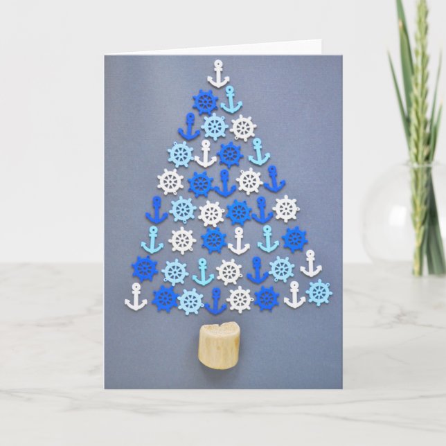 Carte Arbre de Noël Ancre et roue (Devant)