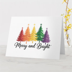 Carte Arbre de Noël arc-en-ciel joyeux et lumineux Gay L