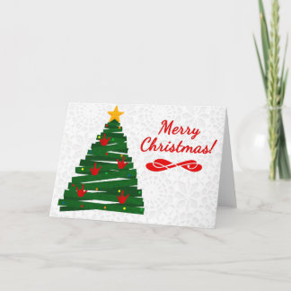 Carte Arbre de Noël ASL avec ornements en forme de