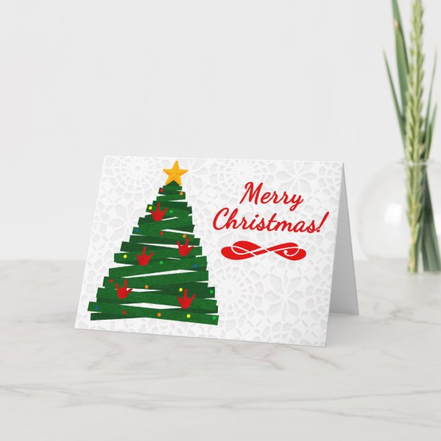 Carte Arbre de Noël ASL avec ornements en forme de (Devant)