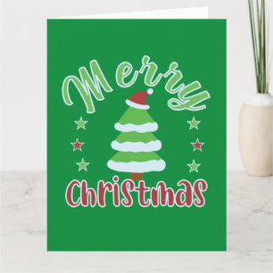 Carte Arbre de Noël avec chapeau de Père Noël