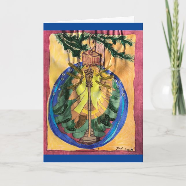 Carte Arbre de Noël Bulle avec Lamplight & Arbre À feuil (Devant)