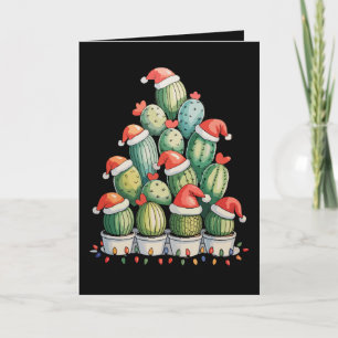 Carte Arbre de Noël Cactus Lumières de Noël Succulent Pè