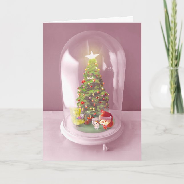 Carte Arbre de Noël dans un dôme de verre (Devant)