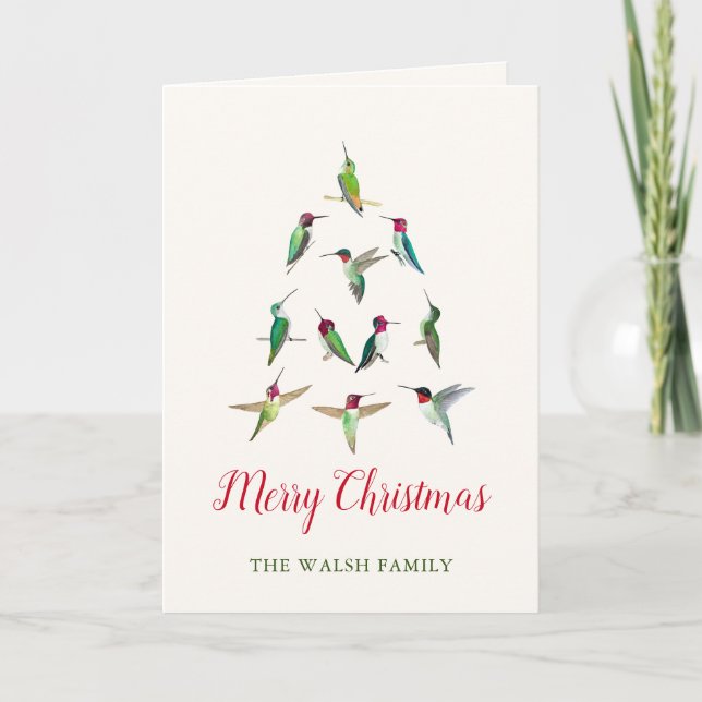 Carte Arbre de Noël de colibri personnalisable (Devant)