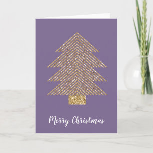 Carte Arbre de Noël de la Parties scintillant d'or viole