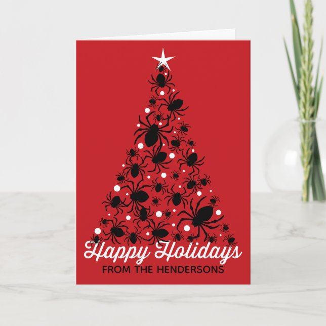Carte Arbre de Noël de l'araignée festive (Devant)