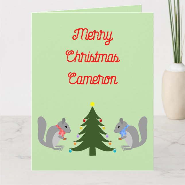 Carte Arbre de Noël décorant écureuils sur mesure (Devant)