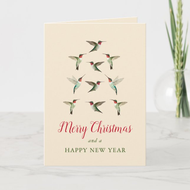 Carte Arbre de Noël des colibris (Devant)
