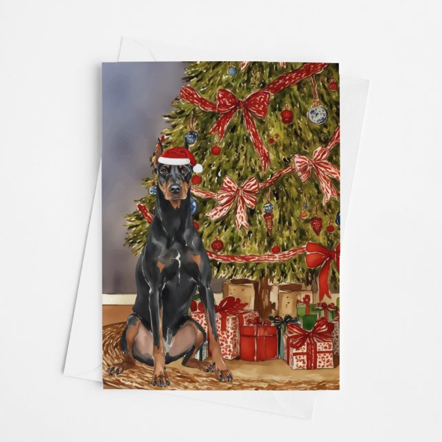 Carte Arbre de Noël Doberman Pinscher (Créateur téléchargé)