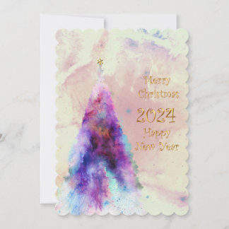 Carte Arbre de Noël élégant avec design de texte doré
