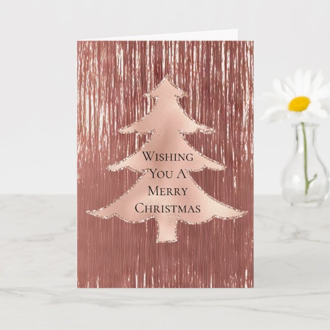 Carte Arbre de Noël en lingol or Rose (Petite plante)