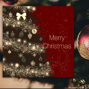 Carte Arbre de Noël en sépia et rouge