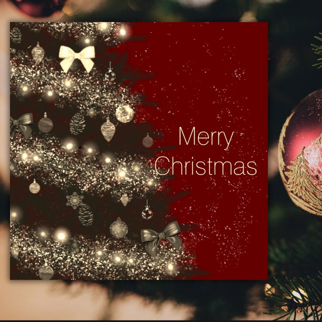 Carte Arbre de Noël en sépia et rouge (Créateur téléchargé)