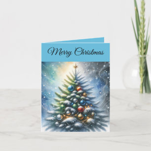 Carte Arbre de Noël et boules festifs modifiables
