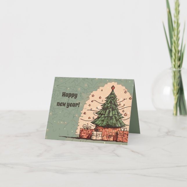 Carte Arbre de Noël et cadeaux (Devant)