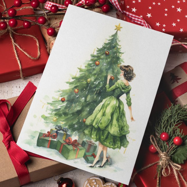 Carte Arbre de Noël féminin des années 50 (Créateur téléchargé)