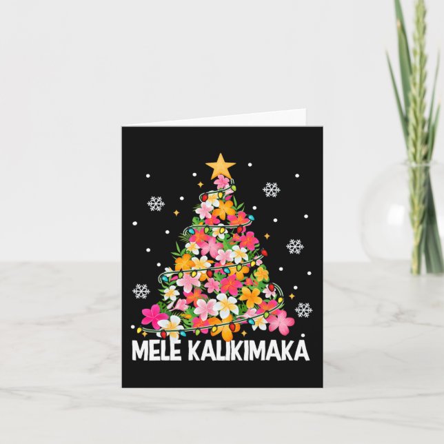 Carte Arbre de Noël Floral hawaïen Mele Kalikimaka Tro (Devant)