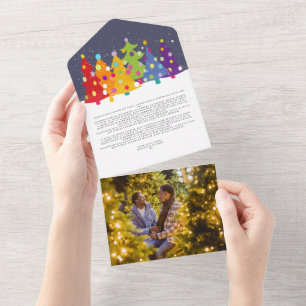 Carte Arbre de Noël Gay pride Arc-en-ciel coloré