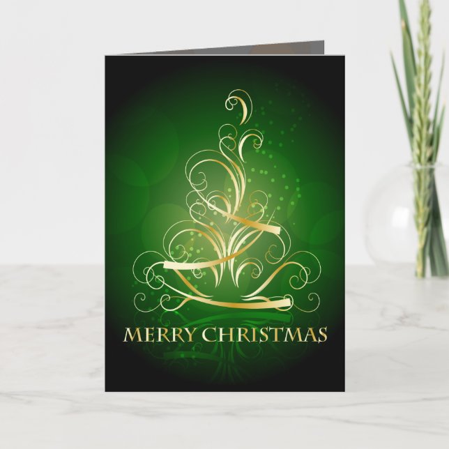Carte Arbre de Noël Gold Ribon (Devant)