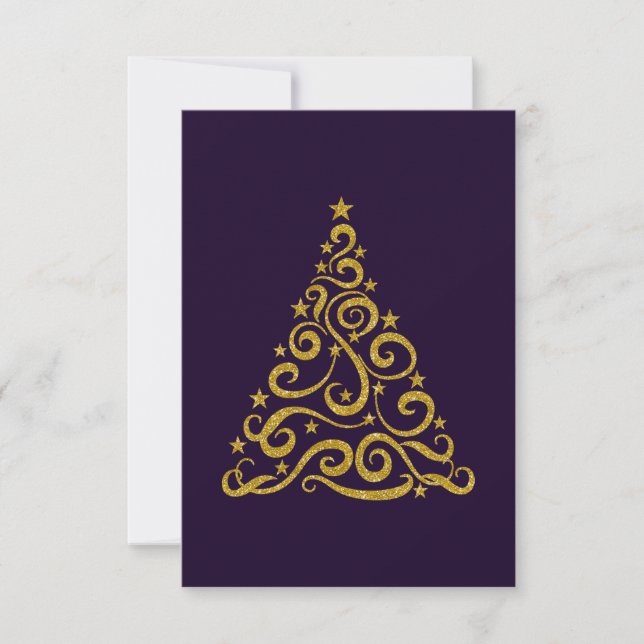 Carte Arbre de Noël Golden Swirl (Devant)