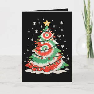 Carte Arbre de Noël joyeux Tie Dye Xmas Vibes Rétro