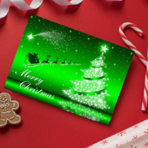 Carte Arbre de Noël Metallic Green Sparkling