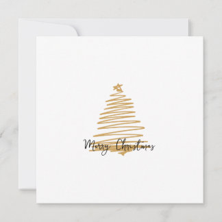 Carte Arbre de Noël minimaliste en or Joyeux Noël