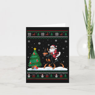 Carte Arbre de Noël moche Père Noël équitation Doberman