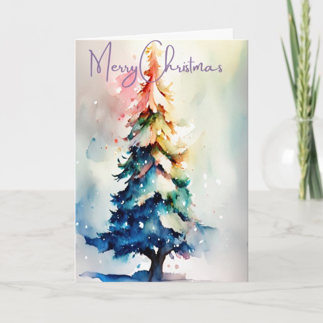 Carte Arbre de Noël Peint à la main (Devant)
