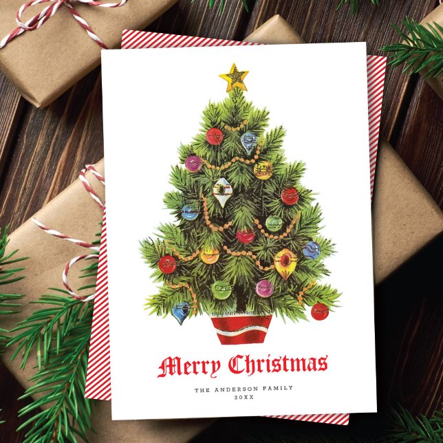 Carte Arbre de Noël rétro vacances non-Carte photo (Créateur téléchargé)