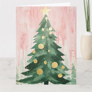 Carte Arbre de Noël rose