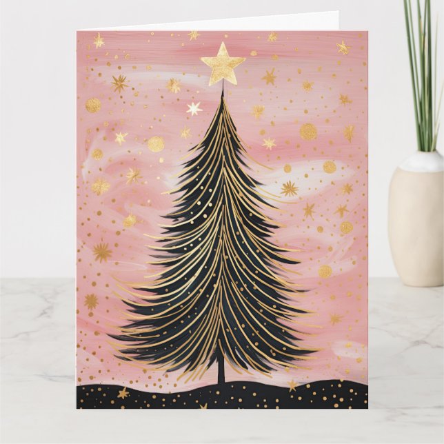 Carte Arbre de Noël rose (Devant)