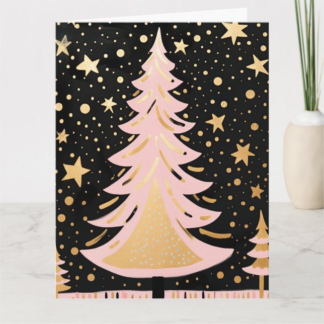 Carte Arbre de Noël rose (Devant)