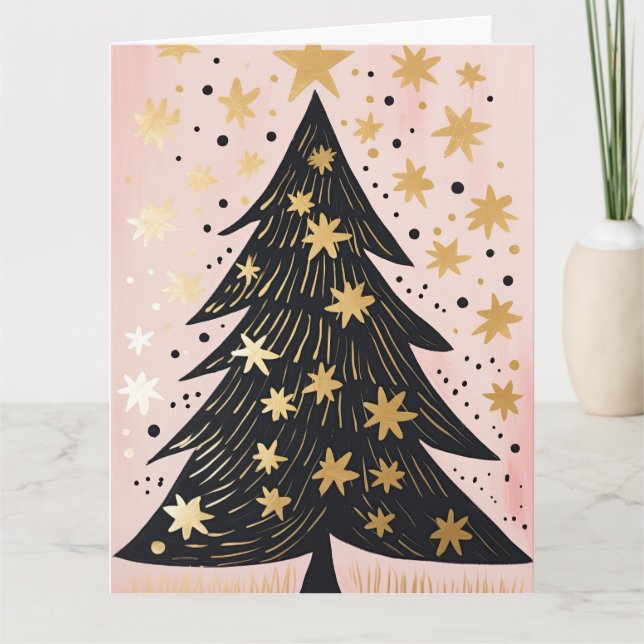 Carte Arbre de Noël rose (Devant)