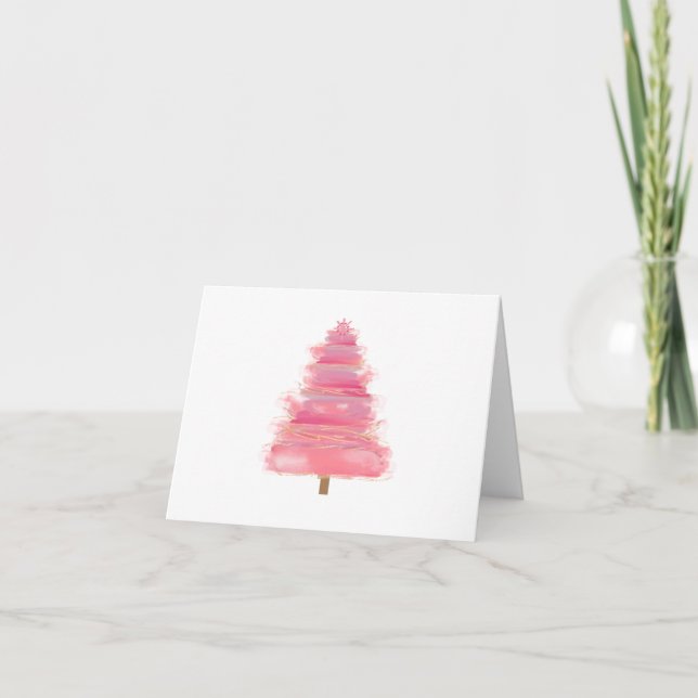 Carte Arbre de Noël rose (Devant)