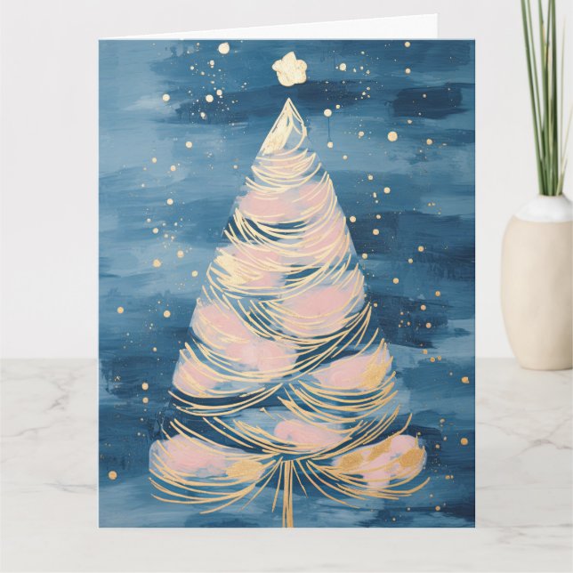 Carte Arbre de Noël rose (Devant)