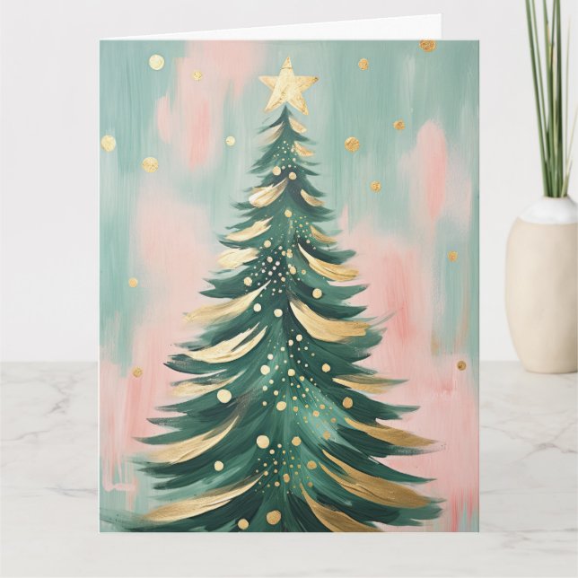 Carte Arbre de Noël rose (Devant)