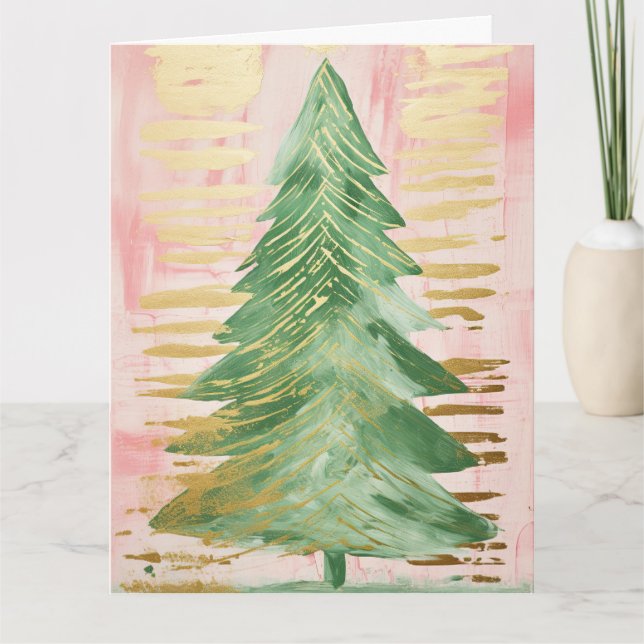 Carte Arbre de Noël rose (Devant)