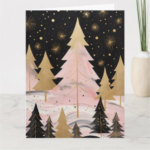 Carte Arbre de Noël rose