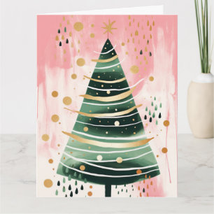 Carte Arbre de Noël rose