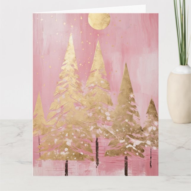 Carte Arbre de Noël rose (Devant)