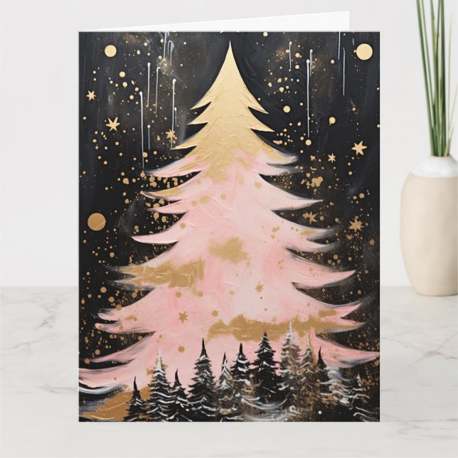 Carte Arbre de Noël rose (Devant)