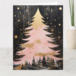 Carte Arbre de Noël rose