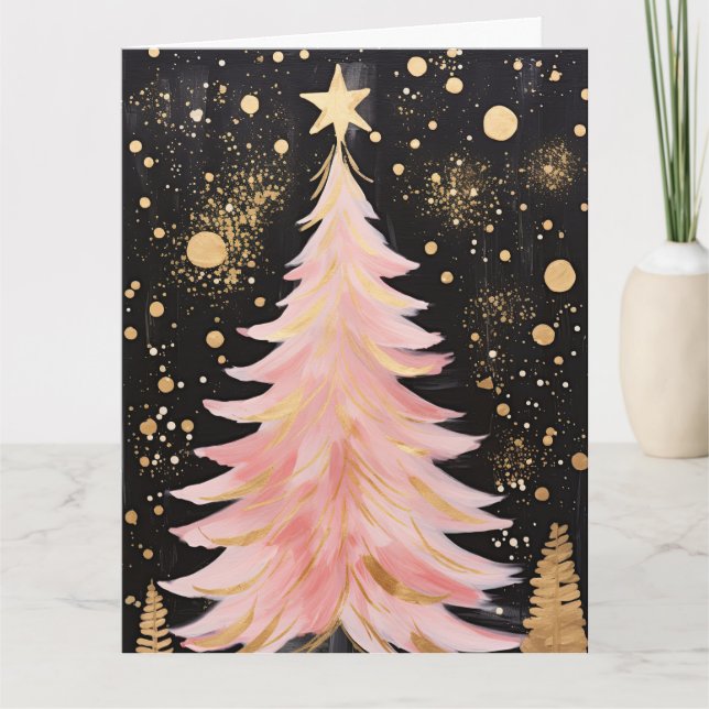 Carte Arbre de Noël rose (Devant)