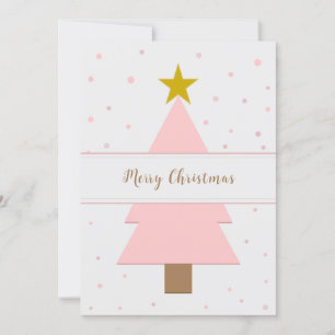 Carte Arbre de Noël rose solo recouvert d'une étoile d'o